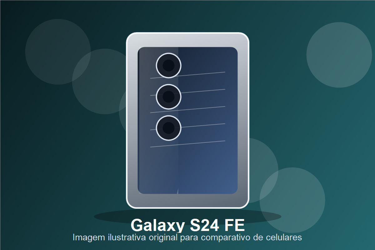 Imagem realista original do Galaxy S24 FE para comparativo de jogos, camera telefoto e bateria