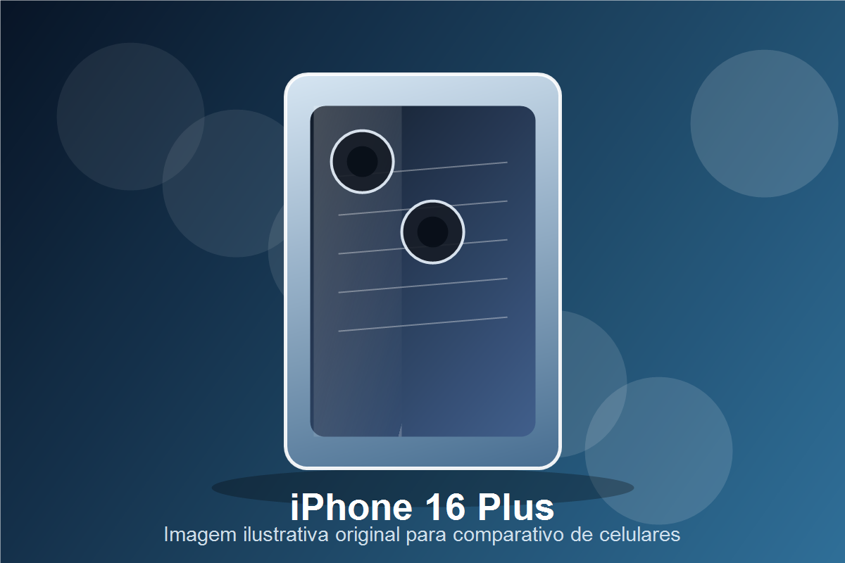 Imagem realista original do iPhone 16 Plus para comparativo de bateria, tela grande e Face ID