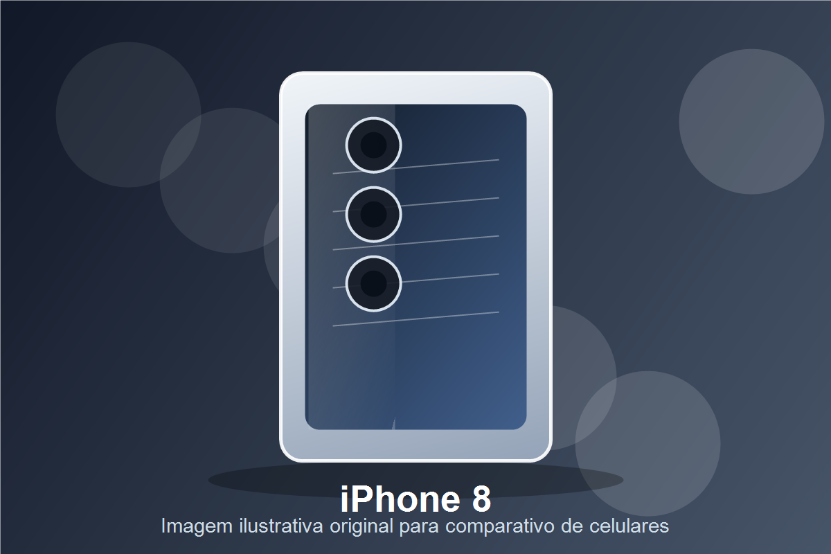 Imagem realista original do iPhone 8 para comparativo com Galaxy A14, tamanho compacto e iOS